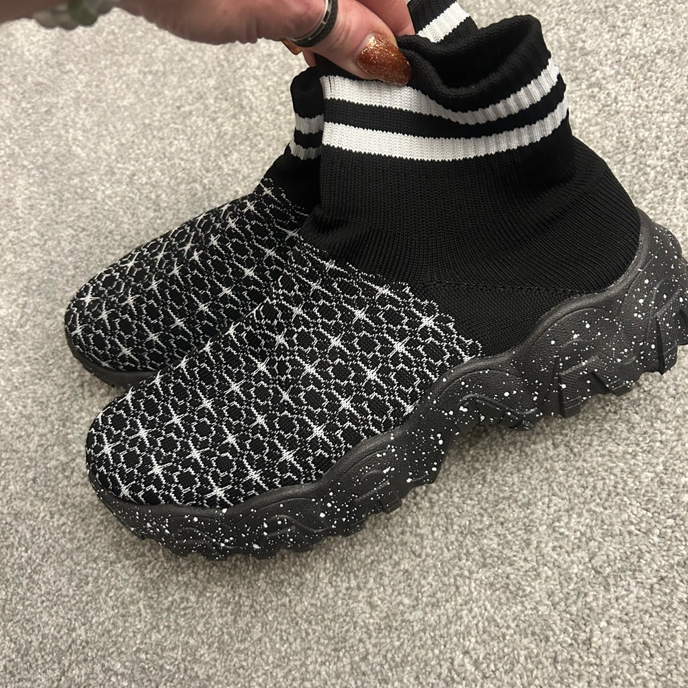 Black and White Patterned Sock Sneakers